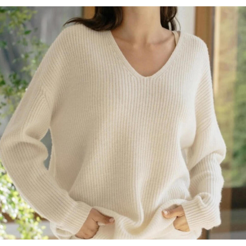 JENNI KAYNE Cabin Sweater cream wool cashmere blend sz XS